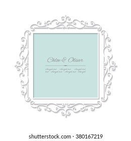 Filigree paper cut frame. It can be used as a photo frame in wedding design. 