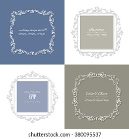 Filigree paper cut frames. Can be used for wedding design.