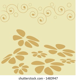 filigree with petals on muted background