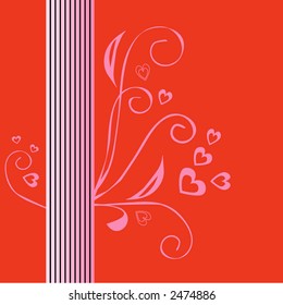 filigree stripe and heart background