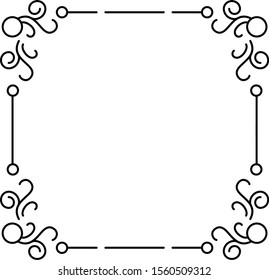filigree swirls  frame line art icon.  Black  aesthetic contour  