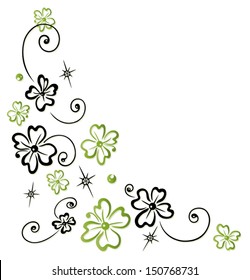 Filigree tendril with clover and stars. Silvester decoration.