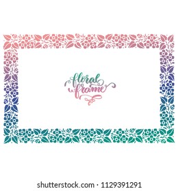 Filigree vector floral frame with flowers and leaves. Ornate element for design and free place for text. Traditional floral decor.