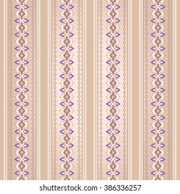 Filigree violet pink seamless texture on beige background.  Element for design. Ornamental backdrop. Pattern fill. Ornate floral decor for wallpaper. Traditional decor on beige background.