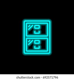 Filing cabinet blue glowing neon ui ux icon. Glowing sign logo vector