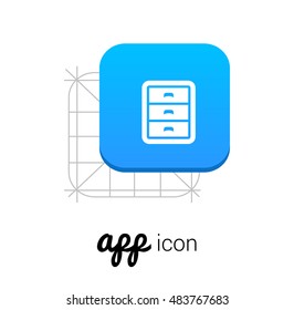 Filing Cabinet Blue Mobile App UI/UX Button Corporate Logo / Icon Design