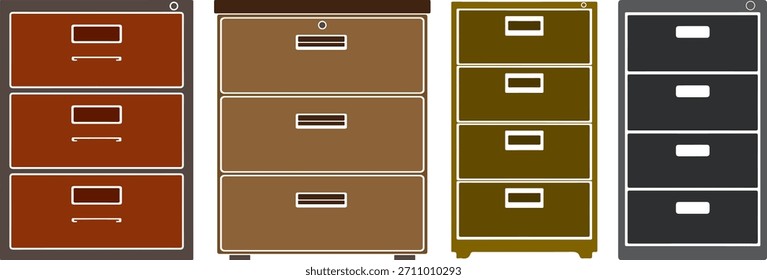 Coleção de ilustração de vetor colorida de armário de arquivamento