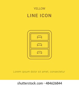 Filing Cabinet Cute yellow thin line icon / logo Design