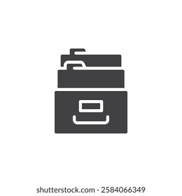 A filing cabinet with documents vector icon. filled flat sign for mobile concept and web design. Indexing in SEO glyph icon. Symbol, logo illustration. Vector graphics