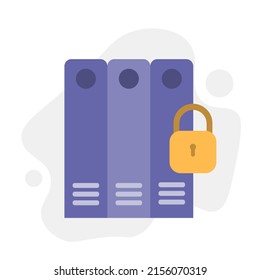 Archivando archivadores, archivos y carpetas. Concepto de negocios y finanzas. Icono de vector