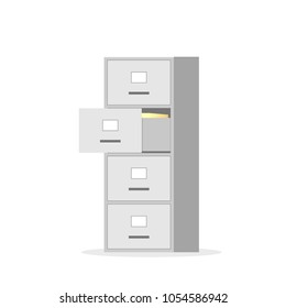 Filing cabinet with four drawer. Vector image isolated on white background