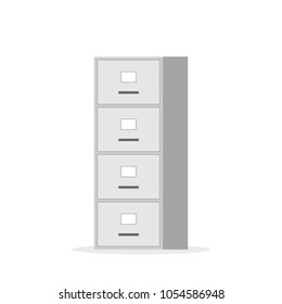 Filing cabinet with four drawer. Vector image isolated on white background