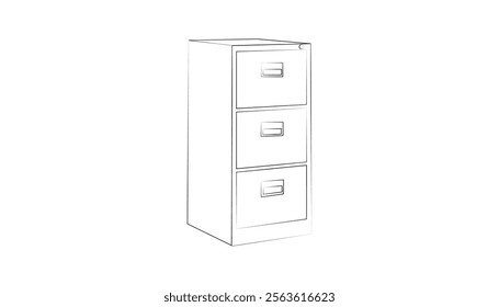 Filing cabinet with four drawers. Vector image isolated on white background