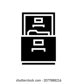 filing cabinet glyph icon vector. filing cabinet sign. isolated contour symbol black illustration