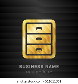 Filing Cabinet Gold and Black silk fashion premium icon / Logo