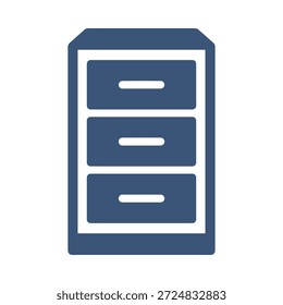 Arquivamento ícone gabinete azul vetor plano design escritório gaveta símbolo arquivo documento mobiliário organizar elemento gráfico