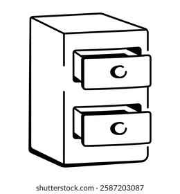 Filing cabinet icon in doodle style 

