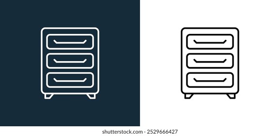 arquivando ícone do gabinete isolado em cores brancas e pretas. arquivando gabinete contorno ícone vetor linear da coleção de produtividade para aplicativos móveis, web e ui.