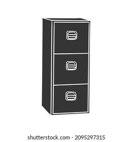 Filing Cabinet Icon Silhouette Illustration. Furniture Storage Archive Vector Graphic Pictogram Symbol Clip Art. Doodle Sketch Black Sign.