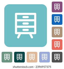 Filing cabinet outline white flat icons on color rounded square backgrounds