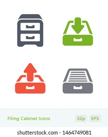 Filing Cabinet - Sticker Icons. A set of 4 professional, pixel-perfect icons.