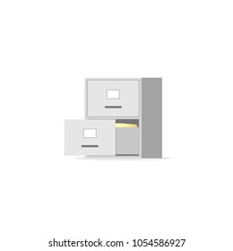 Filing cabinet with two drawer. Vector image isolated on white background