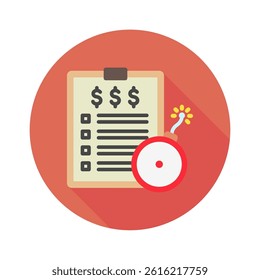 Filing Deadline mini illustration rounded color icon, use for taxation, economy, business, finance, UI, UX kit, app and web development, digital or print.