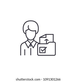Filing documents linear icon concept. Filing documents line vector sign, symbol, illustration.