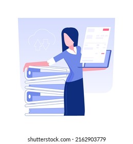 Filing online form isolated concept vector illustration. Businessman with laptop filing tax form online, e-documents creation, modern technology, electronic report service vector concept.