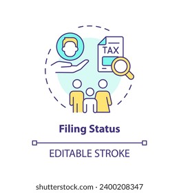 Filing status multi color concept icon. Determine eligibility for financial benefit. Criteria for taxpayers. Round shape line illustration. Abstract idea. Graphic design. Easy to use in blog post