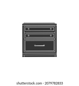 Filing Storage Icon Silhouette Illustration. Furniture Vector Graphic Pictogram Symbol Clip Art. Doodle Sketch Black Sign.
