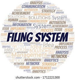 Filing System typography vector word cloud.