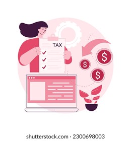 Filing tax return software abstract concept vector illustration. Money refund, fill online form in tax preparation software, financial report, earnings statement documents abstract metaphor.
