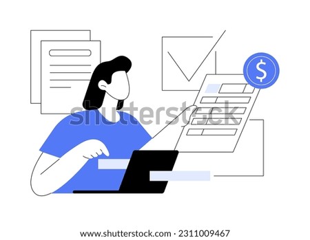 Filing the taxes abstract concept vector illustration. File income tax return, gather paperwork, employer form, earnings statement documents, tax preparation online software abstract metaphor.