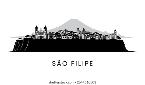 So Filipe with Cape Verde Skyline Vector.