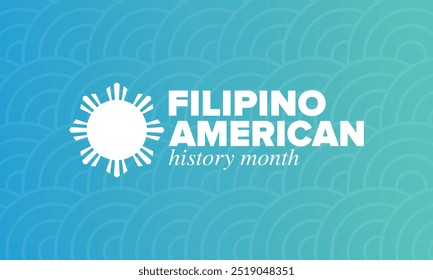 Filipino American History Month. Happy holiday celebrate annual in October. Filipinos and United States flag. Culture month. Patriotic design. Poster, card, banner, template. Vector illustration