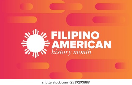 Filipino American History Month. Happy holiday celebrate annual in October. Filipinos and United States flag. Culture month. Patriotic design. Poster, card, banner, template. Vector illustration
