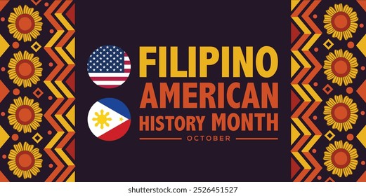 Filipino American History Month. Happy holiday celebrate annual in October