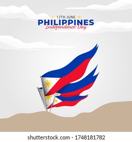 Filipino Araw ng Kalayaan (Translate: Philippine Independence Day). Happy national holiday. Celebrated annually on June 12 in Philippine. Patriotic poster design. Vector illustration