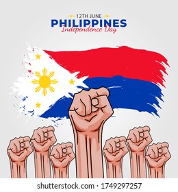 Filipino Araw ng Kalayaan (Translate: Philippine Independence Day). Happy national holiday. Celebrated annually on June 12 in Philippine. Patriotic poster design. Vector illustration