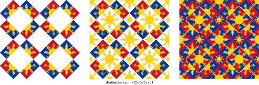 filipino background. sun pattern set. vector illustration