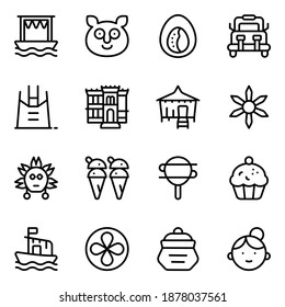 Filipino Cultural Elements, Line Icon Pack 