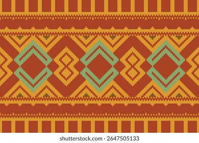 Filipino folk art Yakan waving cloth inspired vector seamless pattern on pink, geometric textile or fabric print design from Philippines. Retro abstract ornament, vibrant emboidery decorative  art