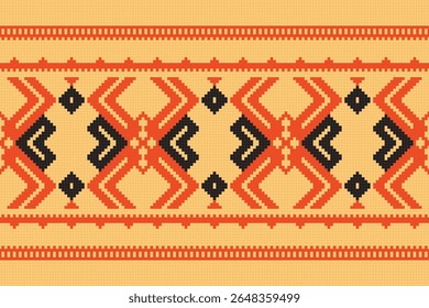 Filipino folk art Yakan waving cloth inspired vector seamless pattern on pink, geometric textile or fabric print design from Philippines. Retro abstract ornament, vibrant emboidery decorative  art