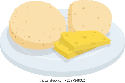 Filipino pandesal and cheese on plate