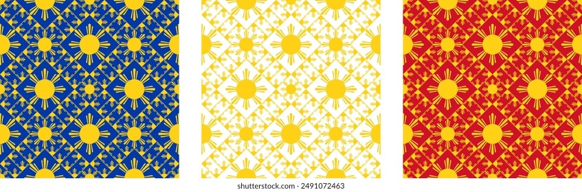 filipino pattern. sun background set. vector illustration