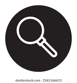A fill black search icon, ideal for user interface designs, navigation tools, and web applications. Clean and modern vector design for digital projects.