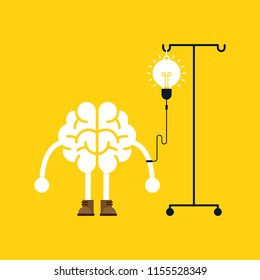 Fill a brain with creative idea concept flat design, vector illustration