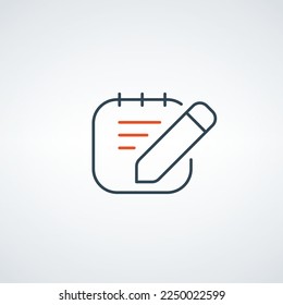Fill the form linear icon. Edit office symbol, taking notes, questionnaire icon. Stock vector illustration isolated on white background.
