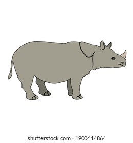 fill line vector illustration of animal rhino